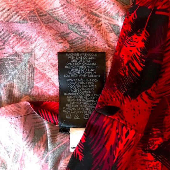 Norma Kamali red & black feather print faux wrap ls jersey dress size L in EUC - Picture 14 of 15